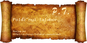 Polónyi Talabor névjegykártya